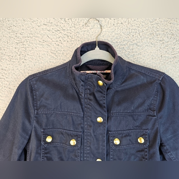 J. Crew Womens Navy Relaxed Boyfriend Field Jacket Sz XXS Pockets, Snaps - Picture 2 of 14